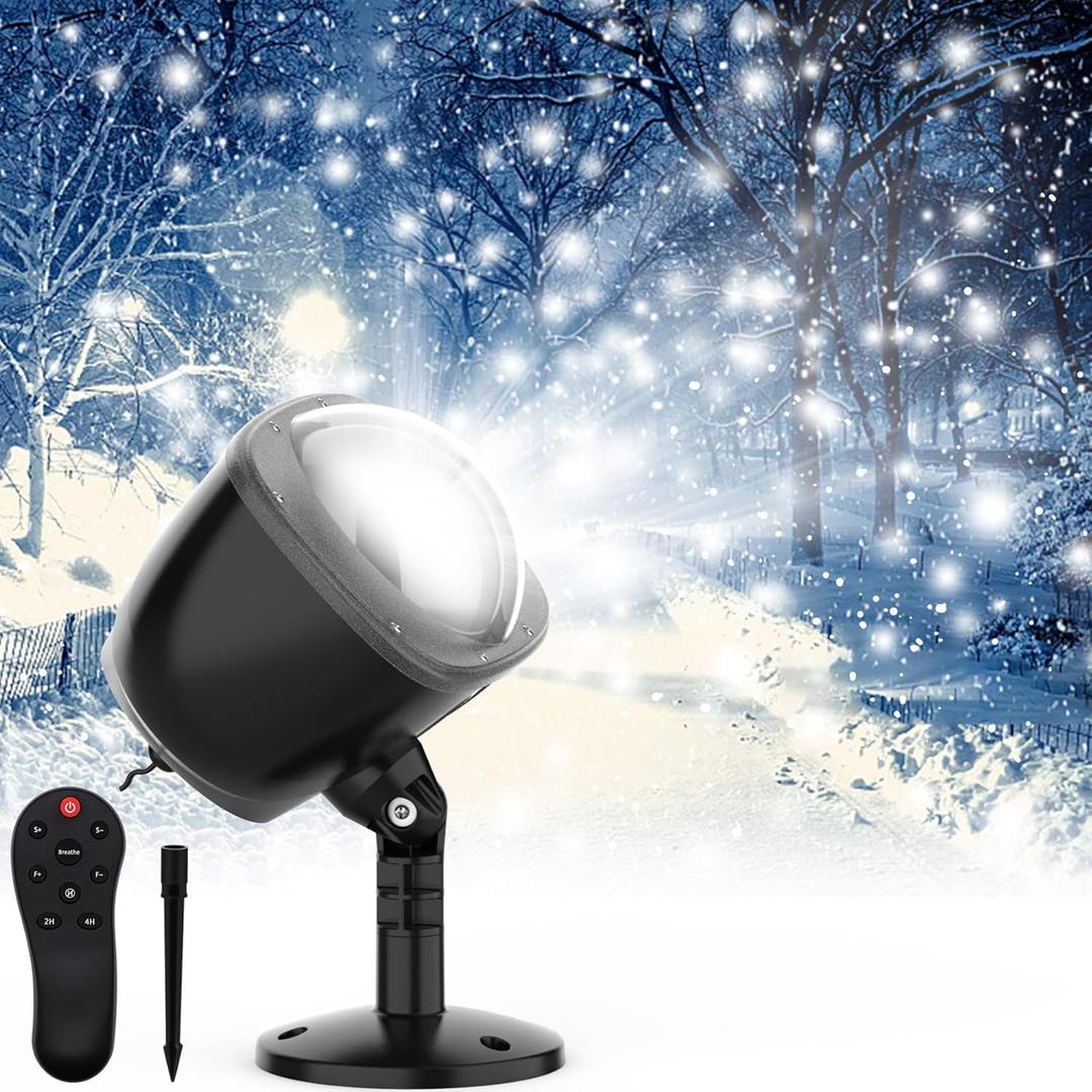 Christmas Snowfall Projector Lights Outdoor,Snow Falling Projector Lamp Dynamic Snow Effect Christmas Dot Decorations Lighting for Xmas House.Garden Yard, Party,Club, Landscape, Black