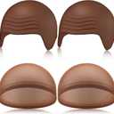 WILLBOND 4 Pcs Halloween Bald Caps Makeup Latex Bald Caps Head Wig hat Costume Accessories for Adults (Dark Brown)