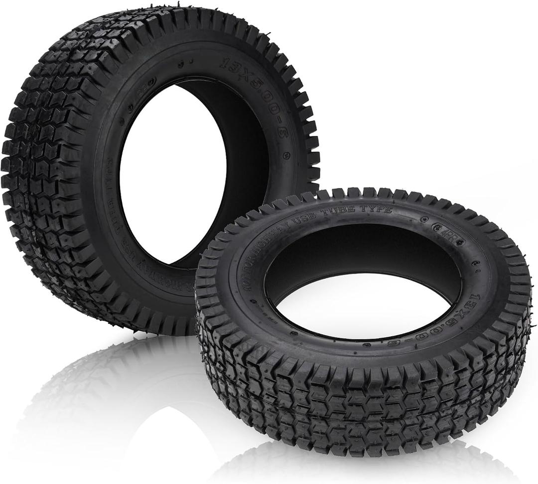 13x5.00-6 Turf Tires 440lbs/40psi Natural Rubber 4 Ply Tubeless for Golf Carts, Wheelbarrows, Lawn Mowers, Garden Carts, Hand Trucks, Wagons, Snow Blowers 2PCS (13x5.00-6)