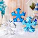 3 Pcs Winter Disco Snowflake Decor Table Decorations Glitter Snowflake Shaped Decoration Blue and Silver Disco Mirror Table Centerpiece Winter Tiered Tray Decor for Home Shelf (Deep Blue Light Blue and White)