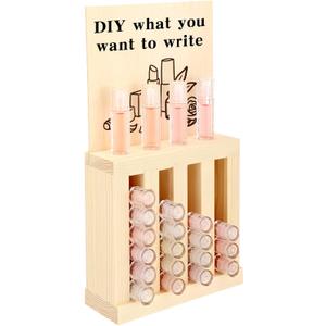Yalikop 4 Slot Wooden Lipsticks Holder with DIY Wood Cardboard 0.7 Inch Lip Balm Tube Holder Lip Gloss Organizer Display Wood Lipsticks Tube Organizer for Market Craft Booth Room Display