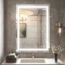 TETOTE 20 x 28 LED Bathroom Wall Mirror Fashion Lighted Bathroom Vanity Mirror Memory Dimmable Touch Switch Control, Tempered Glass