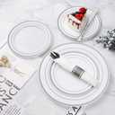 BESTVIP 875 Piece Silver Plastic Dinnerware Set for 125 Guests