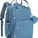 BabbleRoo Diaper Bag Backpack - Baby Essentials Travel Tote - Multi function Water Resistant Diaper Bag, Travel Essentials Baby Bag with Changing Pad, Stroller Straps & Pacifier Case - Light Blue (26L)