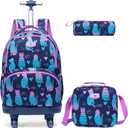 3PCS Rolling Backpack 18" for Girls Boys with Lunch Bag Pencil Case School Bags