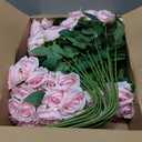 Hotop 80 Pcs Rose Artificial Flowers Bulk with Long Stem, Silk Roses Realistic Fake Flowers Bouquet for Wedding Table Centerpieces Bridal Shower Party Home Decorations(Pink)