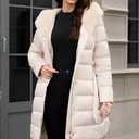 PAPILLON D'OR WEAR YOUR WINGS Women's Long Puffer Coat with Belt, Hood & Furry Lining - Knee-Length Winter Jacket XL