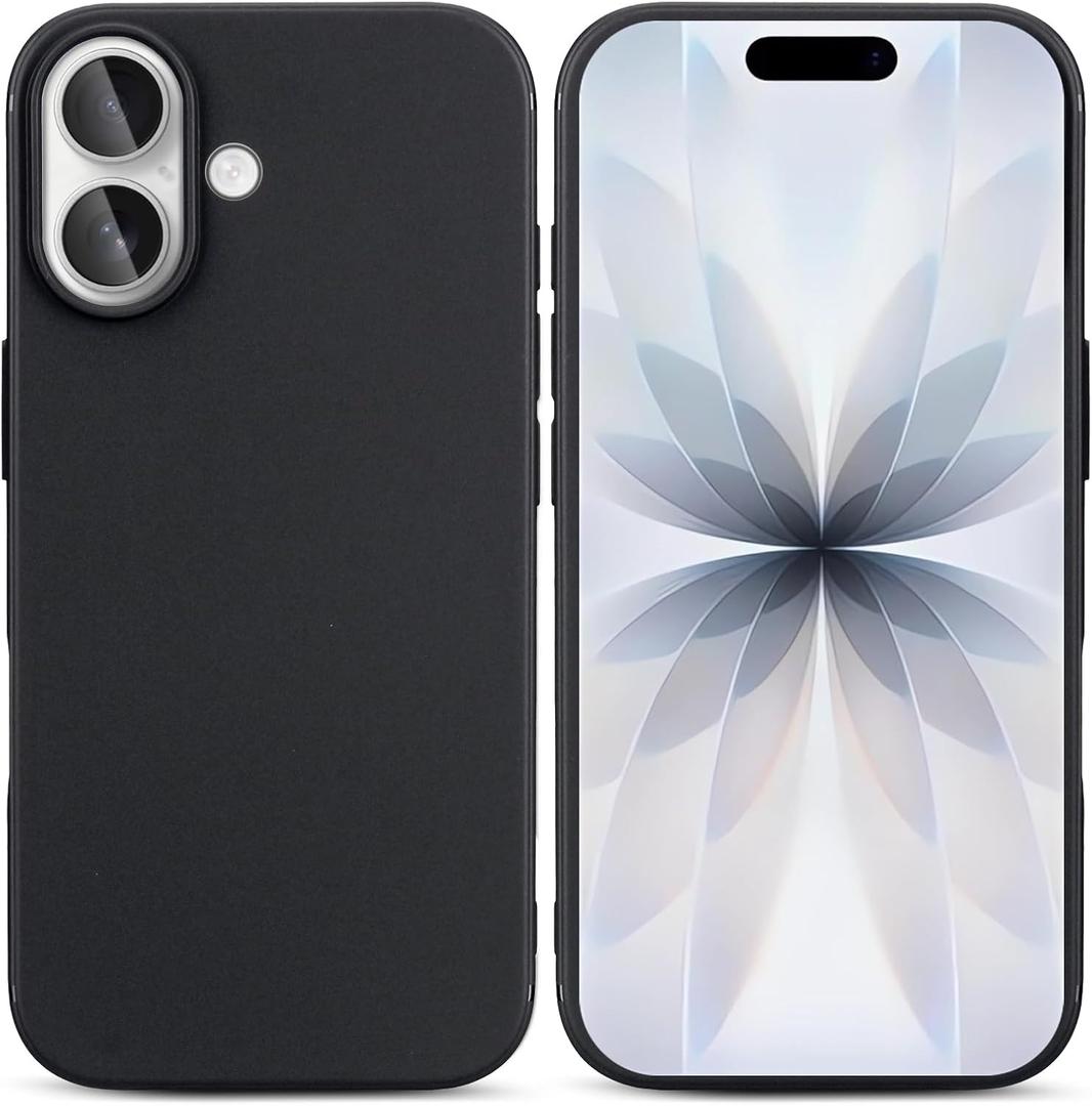 TENOC Phone Case Compatible with iPhone 17, Black Case Anti-Fingerprint Protective Bumper Matte Cover for 6.3 Inch