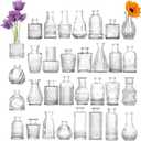 32 Pack Glass Bud Vase Set, Small Flower Vase Set Bud Vases for Wedding Centerpiece Table Decor, Vintage Small Vases for Room Home Dining Party Table Center Decor (Clear Set, 32 Pack)