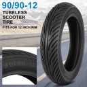 90/90-12 Tubeless Tire for Scooter, Moped, Tricycle - 6PR 59 J - 1 PACK