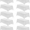 VidaFete Table Cloth 10 Pack 90 * 156inch Rectangle Tablecloth Polyester, Stain Wrinkle Resistant Polyester Dining Table Cover for Kitchen Dinning Party Wedding Rectangular Tabletop Decoration(White)