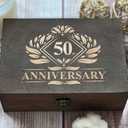 Golden 50th Anniversary - Engraved Wooden Box, Celebrate Half a Century Together (8.5 x 6 x 3 in)