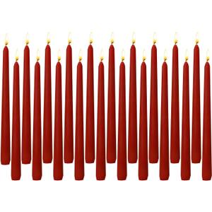 20-Pack Burgundy Taper Candles Unscented, 10 Inch Tall Dinner Table Candles for Wedding Centerpieces, Bulk Candlesticks Smokeless Dripless, Dark Red Decorative Candles for Christmas Home Decor