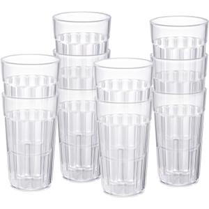 Honla 10 oz Small Drinking Glasses,BPA Free Cups,Unbreakable Plastic Tumblers,Set of 10 Highball Water Juice Cups for Kids/Adults,Dishwasher Safe,Clear