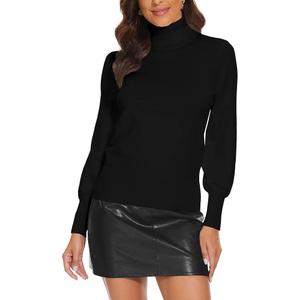 Spicy Sandia Women's Mock Neck Turtleneck Sweaters Long Sleeve Pullover Knit Tops Trendy Dressy Casual Black L