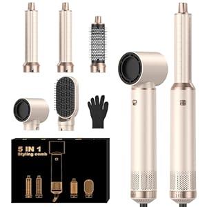 5 in 1 Hair Dryer Brush Set, Negative Ion Blow Dryer Brush Upgrade Hot Air Brush Air Styler Curling Wrap Air Curler, Curling Iron Hair Styling Tools As A Gift for Straight/ Curl/ Drying/ Smoothing