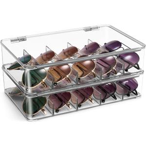 Sorbus Sunglasses Organizer - Plastic Stackable Eyeglass Case Storage Organizer for Multiple Glasses - Reading Glasses