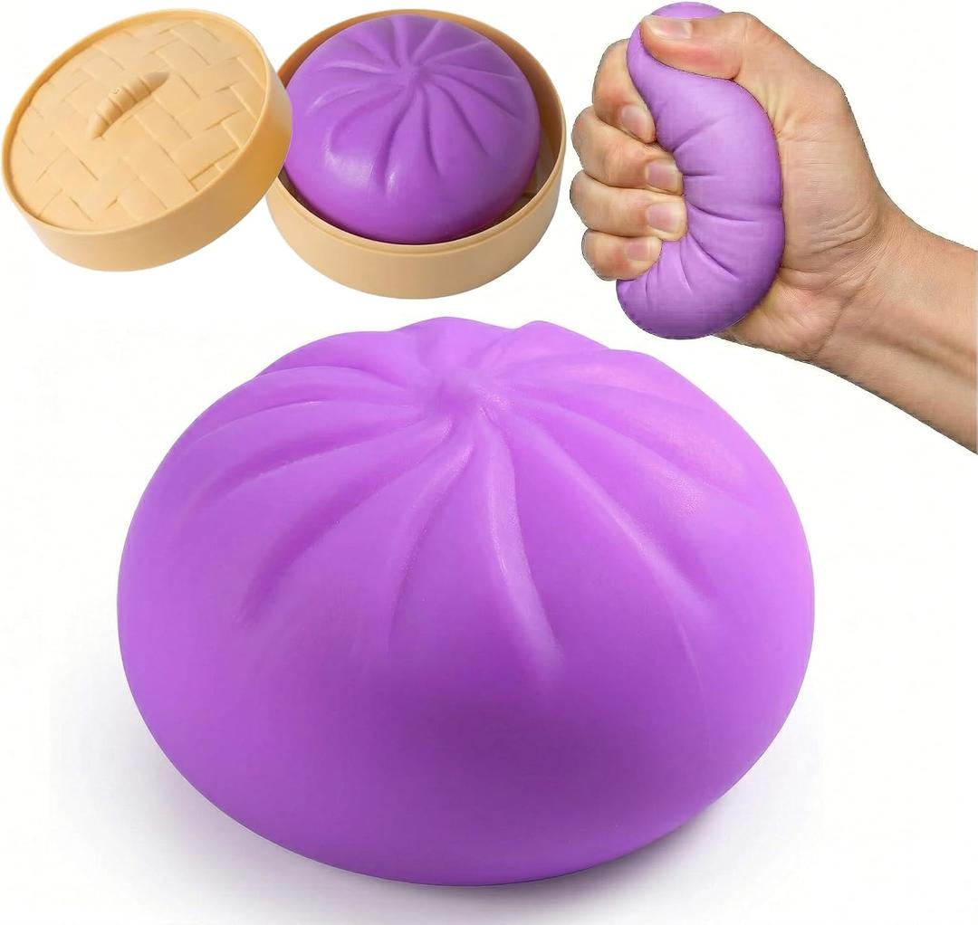 Dumpling Squishy Mystery Box, Stress Relief Fidget for Adults & Teens, Stocking Stuffers Gift, Soft Squeeze Stress Balls (Purple)