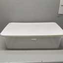  Storage Bin, Clear Plastic Organizing Container w/ White Lid, 28 Quart