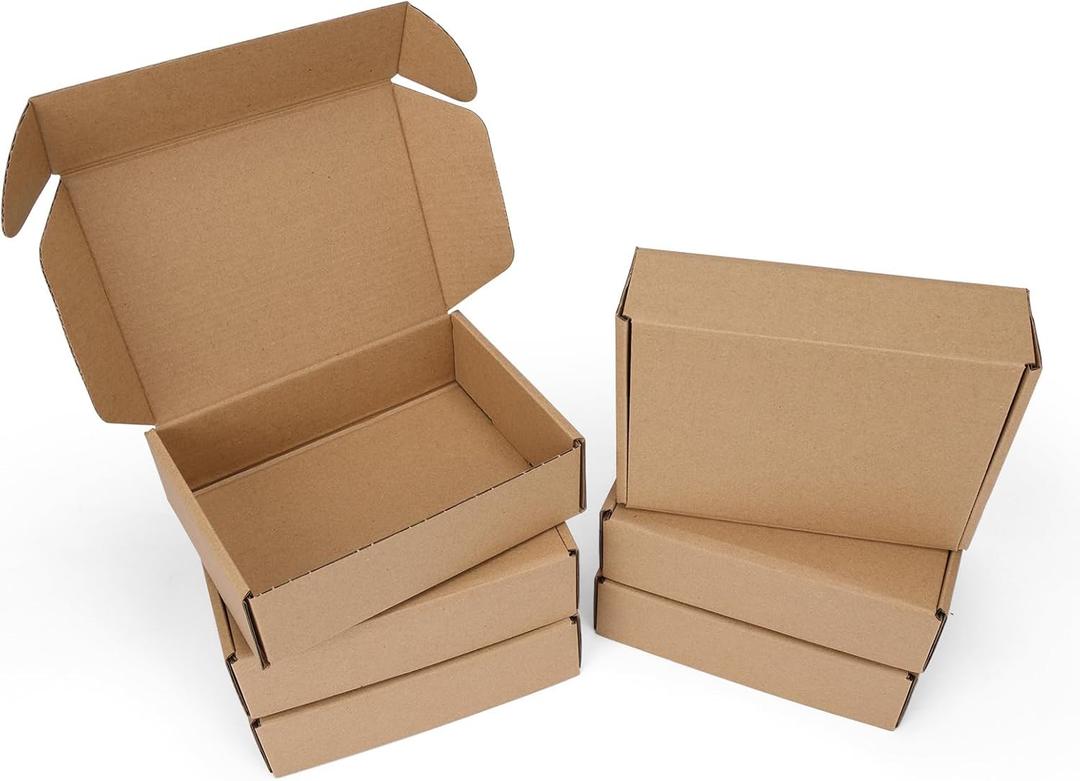 PHAREGE 7x5x2 inch Shipping Boxes 6 Pack Brown, Tab Lock Tuck Top Mailer Boxes for Packaging Small Business, Small Cardboard Gift Boxes for Wrapping Mailing Present