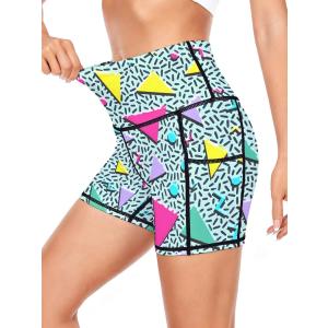 High Waisted Biker Shorts for Women Tummy Control Athletic Running Sports Workout Yoga Shorts with Pockets, Medium