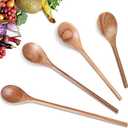Romooa 4 Pcs Acacia Wooden Spoons for Cooking Mixing Wooden Utensils Cooking Spoon 8, 10, 12, 14 Inch for Kitchen Salad Mixing Tasting Baking Stirring Serving Food No Scratch Nonstick Cookware