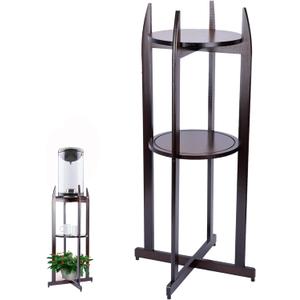 mopam Wood Water Dispenser Floor Stand 32.8 In Tall Water Filter Stand with 2 Round Shelves Drink Dispenser Water Jug Holder Crock Multi-Tier Flower Stand for 1- 5 Gallon Water Jug