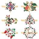 6 PCS Christmas Hair Clips for Women Sparkly Rhinestone Reindeer Wreath Bell Hairpins Xmas Themed Festive Party Hair Accessory Gifts (Christmas)