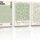 HesenDot Green Botanical Framed Wall Art Set, 12x16in Matisse William Morris Canvas Prints,Minimalist Classic Plants Home Decor for Living Room Bedroom Bathroom Office, Set of 3