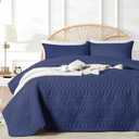 akkialla King/Cal King Size Quilt Bedding Set,Navy Blue Lightweight Microfiber Soft Bedspread,Modern Style Geometric Pattern Coverlet Set for All Seasons,3 Piece(1 Quilt,2 Pillow Shams)