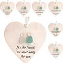 4 x 2D Heart Shaped Sea Glass Ornaments - Friendship Christmas Decor, Handmade Sea Glass Art for Best Friends, Unique Holiday Tree Hanging Pendant, Friendship Keepsake Home Decor Gift (Type-2)