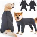 Yeapeeto Dog Onesie Surgery Recovery Suit for Large Bodysuit Dogs Pajamas PJS Full Body for Shedding, Prevent Licking, Wound Protection, Cone Alternative(2XL,Dark Grey)
