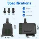 Knifel Submersible Pump 880GPH with AUTO-Shut-Off 10ft High Lift for Fountains, Hydroponics, Ponds, Aquariums & More