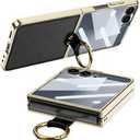 Lunivop Compatible with Samsung Galaxy Z Flip 7 Case with Crossbody Strap Lanyard Ring Kickstand PU Leather Cover Built in Small Screen Protector Full Coverage Phone Case(for Z Flip 7 2025 Black)