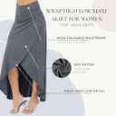 Azules Hi-Low Maxi Skirt for Women  Flowy Long Skirt with Slit, Foldover Waist, Rayon Stretch Skirt, Wrap Skirt for Women (L)