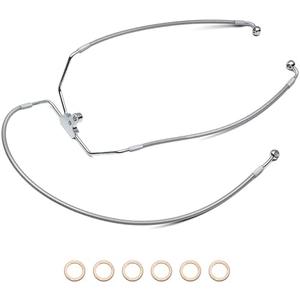 MoKitDora Stainless Steel Brake Line Oil Hose Kit for 16" Monkey Bagger Bars 1996-2013 Harley Touring Street FLHX Electra Glide FLHT No ABS, Chrome