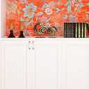 FunStick 17.5x354 Floral Wallpaper Peel and Stick Vintage Burnt Orange Wallpaper Stick and Peel Orange Floral Contact Paper for Cabinets Walls Renter Friendly Flower Wallpapers for Girls Kids Bedroom