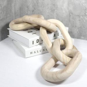 Wood Chain Link Decor and Beaded Garland Set - Hand Carved Decorative Wood Chain, Home Decor, Farmhouse