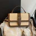 Straw Crossbody Purses Bags for Women, Summer Leather Shoulder Bag