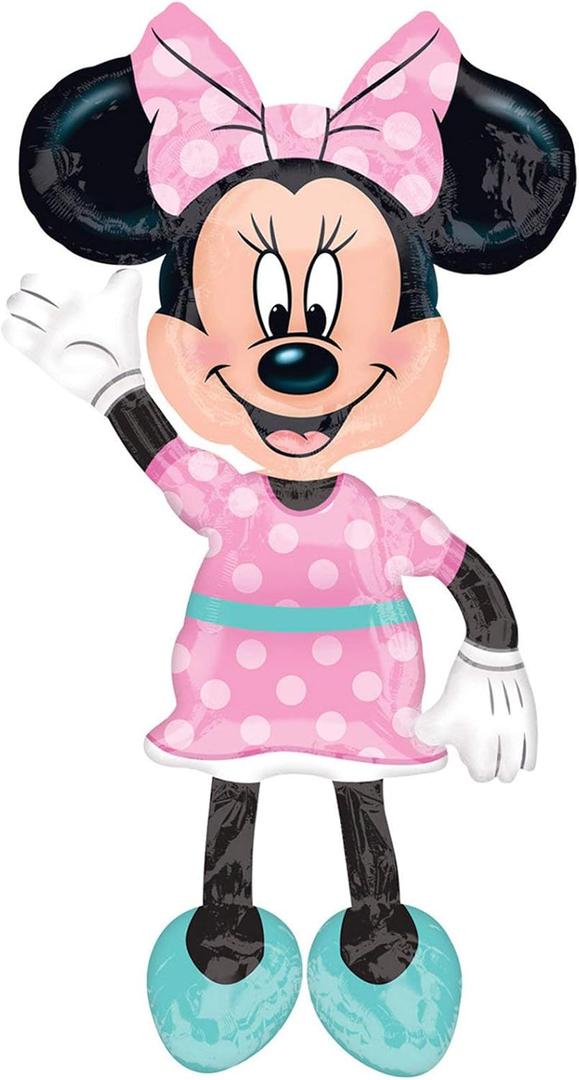 Anagram 34331 Minnie Airwalkers - Pink Dress Foil Mylar Party Balloon, 54", Multicolor, Pack of 1,10116417