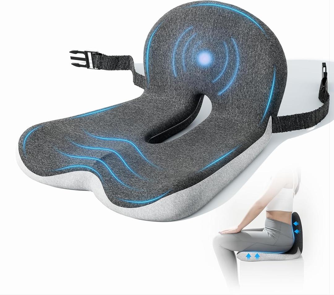 Truck Driver Seat Cushion, Memory Foam L-Shaped Ergonomic Cushion for Office Chairs, Comfort & Support for Long Sitting