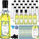 Reallnaive 30 Sets 5 oz Mini Limoncello Glass Bottles with Italian Lemon Stickers Lids and Funnel Capri Lemon Party Favors for Homemade Brewing Beverages Amalfi Coast Wedding Holiday DIY Craft