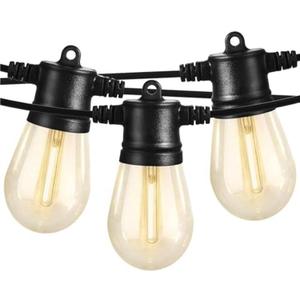 SUNTHIN Outdoor String Lights, 48FT Patio Lights with 16 LED Shatterproof Bulbs for Outside, Backyard, Deck, Porch, Garden, Bistro, Cafe, Party (Black)