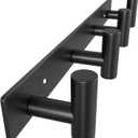 VAEHOLD Hat and Coat Wall Mount Rack - 4 Hooks for Robes, Bags, Keys, and Towels - Bathroom Towel Hanger Organizer -Black