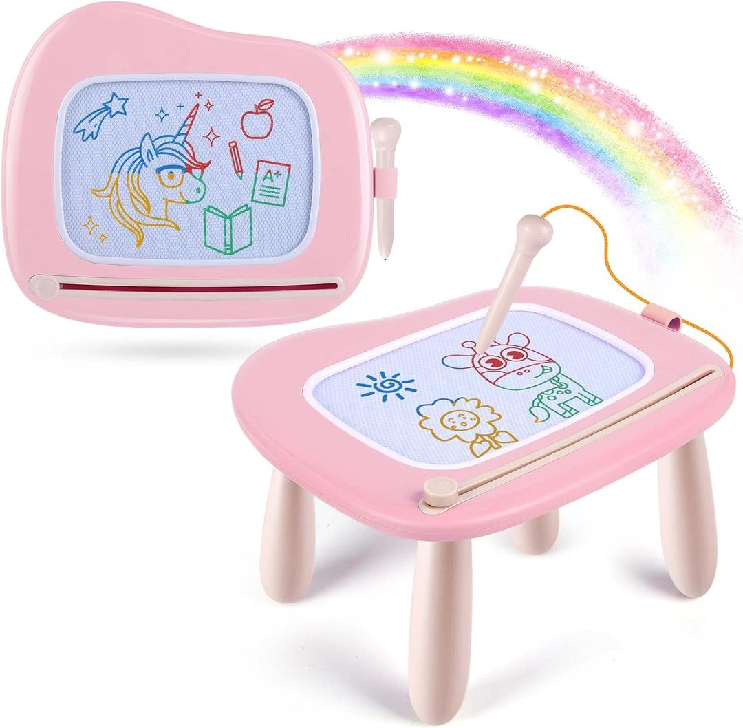 Smasiagon Magnetic Drawing Board for Kids, Toddler Toys for 1-2 Year Old Girl, Portable Doodle Board Pad Learning and Educational Toys for Ages 1 2 3 Year Old Baby Girl Birthday GiftPink, 8.9 inches