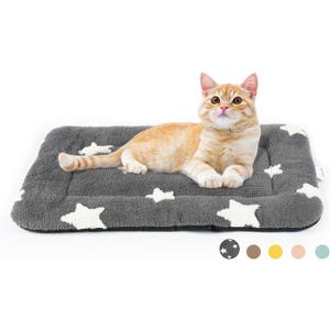 Mora Pets Cat Bed for Indoor Cats Washable Dog Crate Pad Cute Star Dog Bed Mat for Small Dogs Pet Kennel Pad for Cage Soft Flat Puppy Kitten Cushion Sleeping Anti-Slip Grey 22 x 13