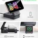 Lamicall Travel 3 in 1 Wireless Charging Station for Apple MagSafe, [Upgraded Cooling] Foldable Magnetic Charger Stand for iPhone 17 16 15 14 13 Pro Max, AirPods, Apple Watch (Adapter Included)