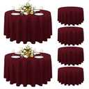 sancua 6 Pack Round Tablecloth 90 Inch Burgundy, Stain and Wrinkle Resistant Table Cloth - Washable Polyester Decorative Fabric Table Cover for Dining Tables, Christmas Parties and Camping