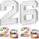 2 Pcs 10" 26 Graduation Number Fillable for Charcuterie Cardboard Charcuterie Letters 2026 Large Number Shaped Food Tray Candy Box for Chocolate Candy School Congrats Grad Party Supplies(White)