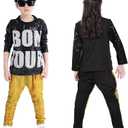 LOLANTA Kids Dance Costume Boys Girls Sequins Hip Hop Clothes 80s 90s Outfits Shiny Dress Up Dancewear (5-6, Gold)